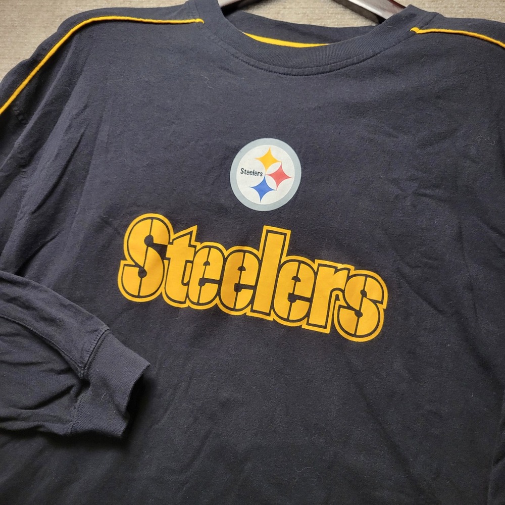 NFL Pittsburgh Steelers Shirt Mens XL Black Yellow Long Sleeve Graphic Tee